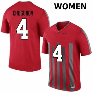 Women's Ohio State Buckeyes #4 Chris Chugunov Throwback Nike NCAA College Football Jersey January HAG8044WK